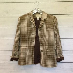 Evan Picone Brown Cream Wool Blazer 4 button 6